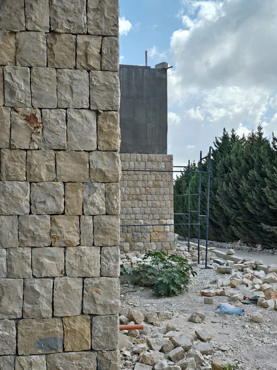 Villa AM Stone Cladding in Progress — DAJH Architects