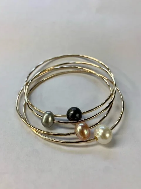 Gold Fill Ocean Girl Fresh Water Pearl Bangle