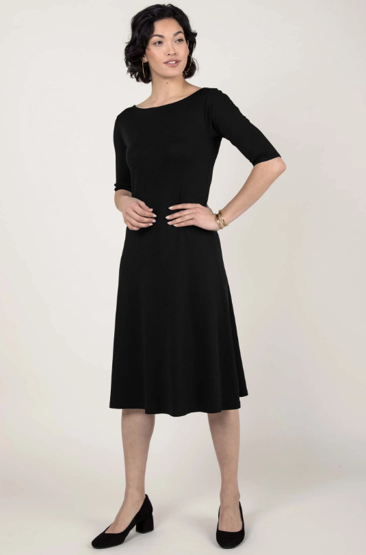 Organic Essential Boatneck Midi Dress
