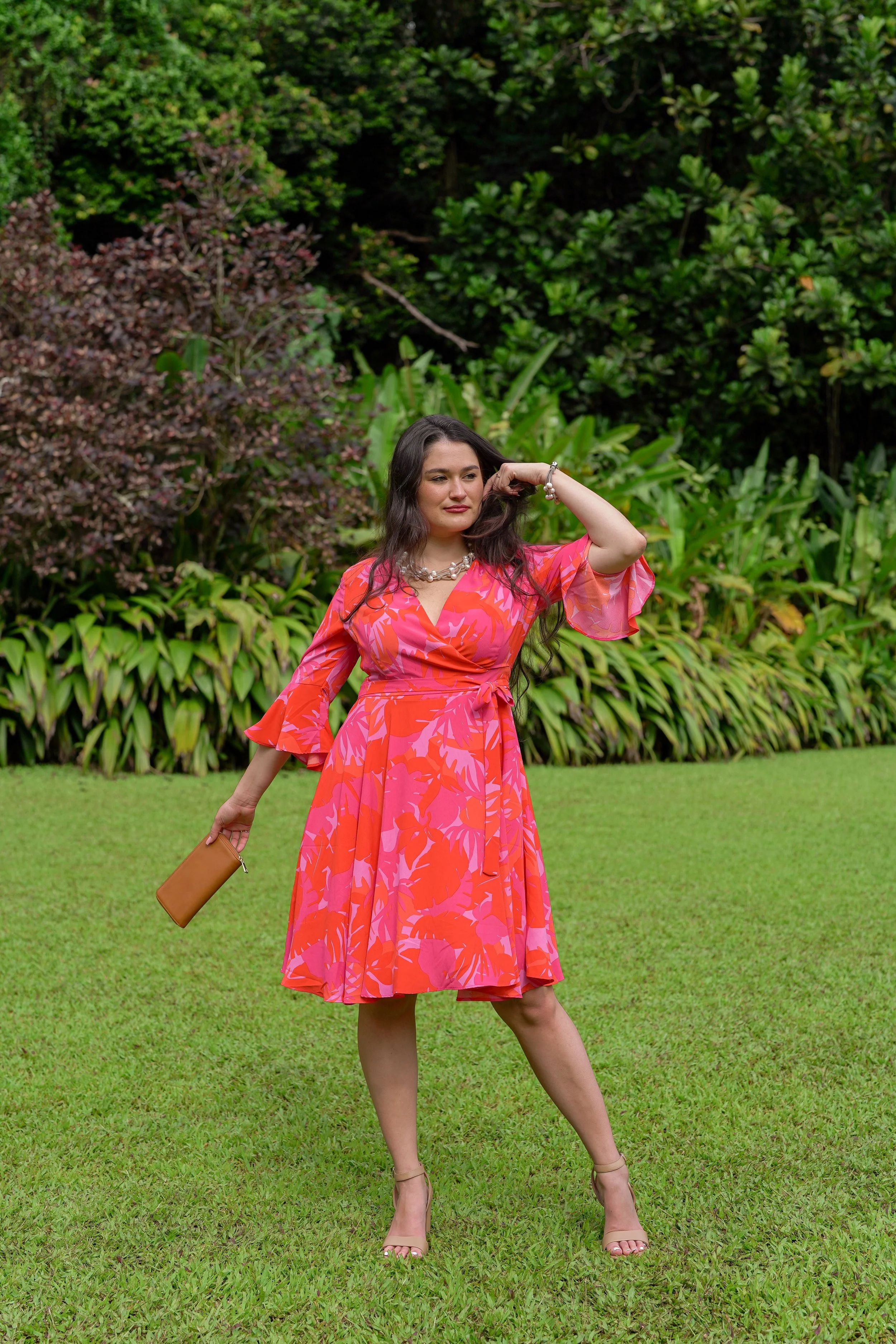 Fuchsia/Coral Palm Springs Wrap Dress 2.
