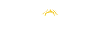 Logo for Røldal Skisenter med fjell og sol i bakgrunnen.