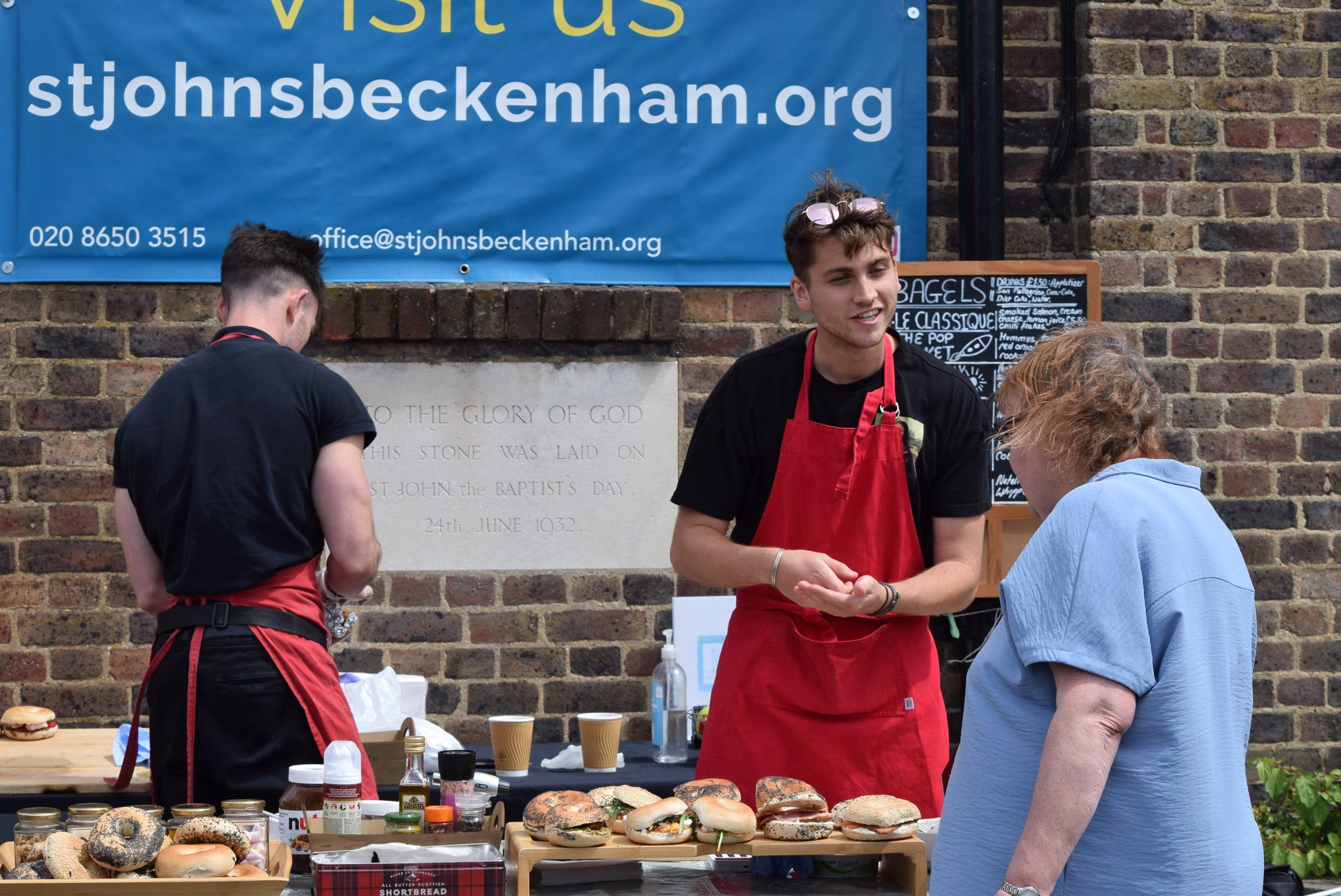 The guys from Little Pops pop-up serving up some delicious fresh bagels