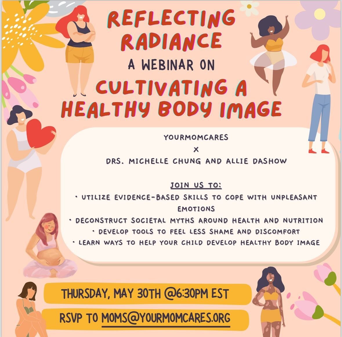 Join us on May 30th and meet Dr. Dashow, a psychologist specializing in treating eating disorders, disordered eating, and body image issues. 

This webinar is tailored for individuals struggling with feelings of shame and discomfort around their appe