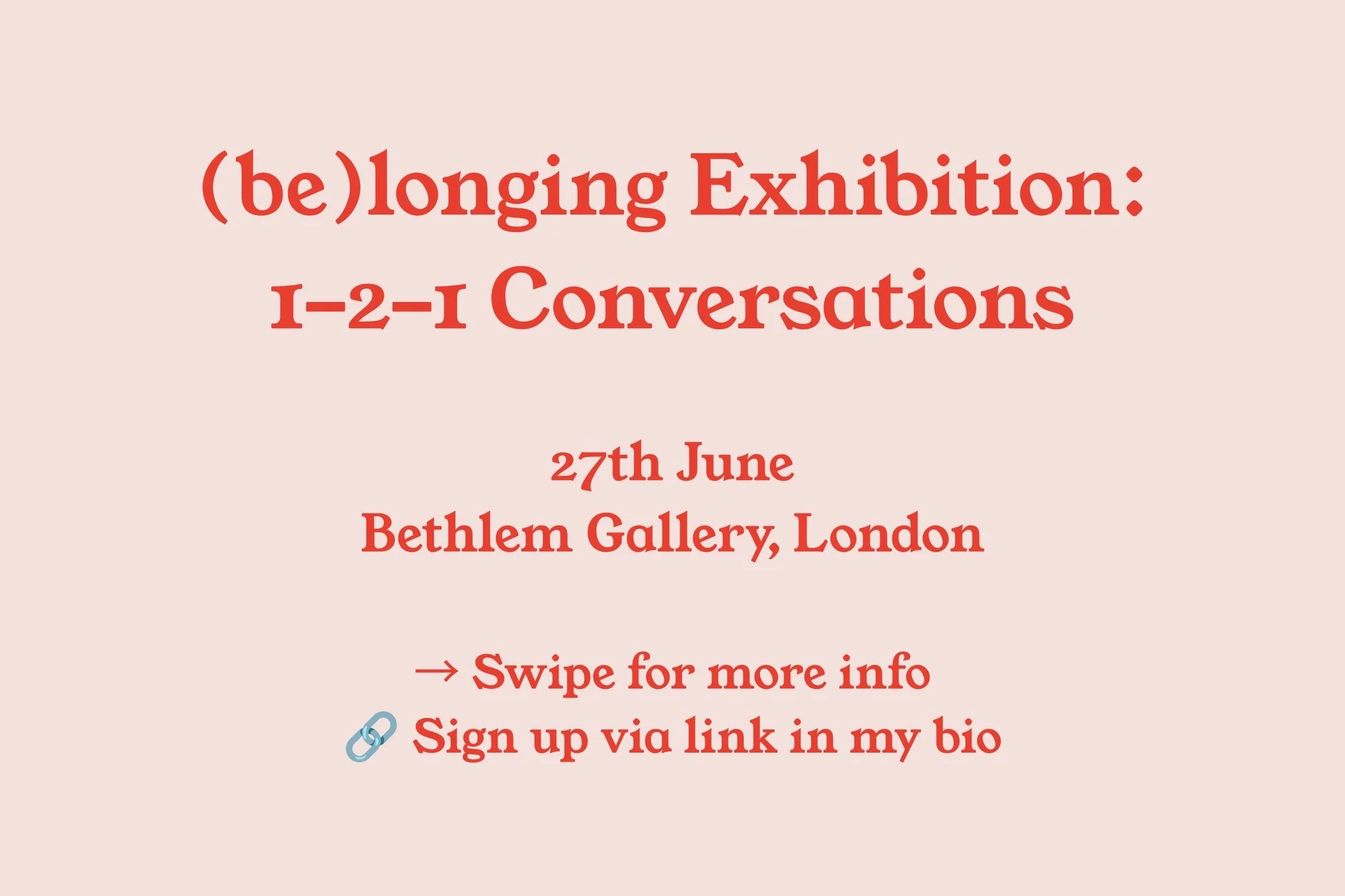 💬 Two upcoming ways to come and have a chat with me about the (be)longing exhibition at @bethlemgallery before the show closes on 11th July:

✨ 1-2-1 Conversations
🗓️ Saturday 27th June
📍 @bethlemgallery
🔗 Sign up via the link in my bio

Book a 2