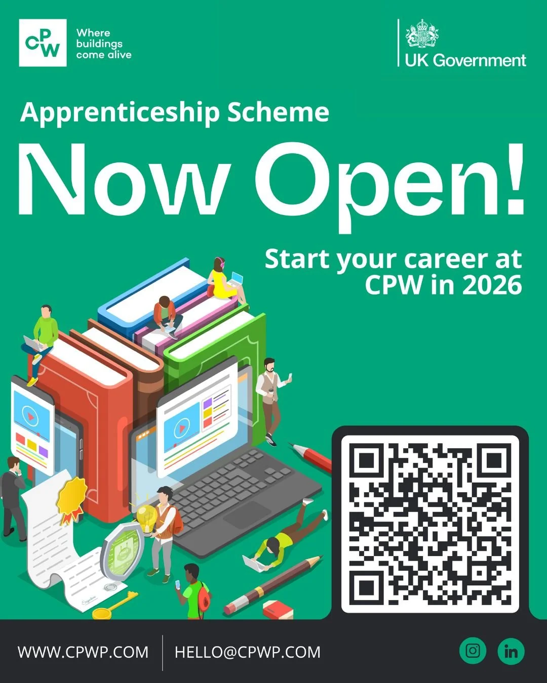 Our Apprenticeship Programme is now open! 🚀

We&rsquo;re excited to officially welcome applications from the next generation of talent ready to start their journey in the built environment.

At CPW, over the past 10 years, we&rsquo;ve supported and 