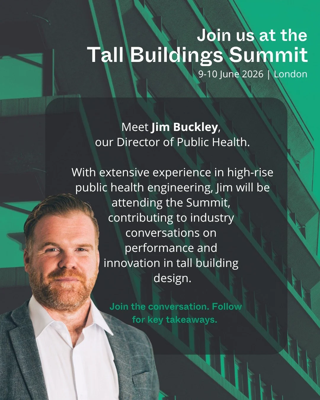 Our Director of Public Health, Jim Buckley, has been out championing the role of public health engineering in high‑rise buildings, a discipline that is often overlooked, yet fundamental to building performance and occupant wellbeing.

As our cities c