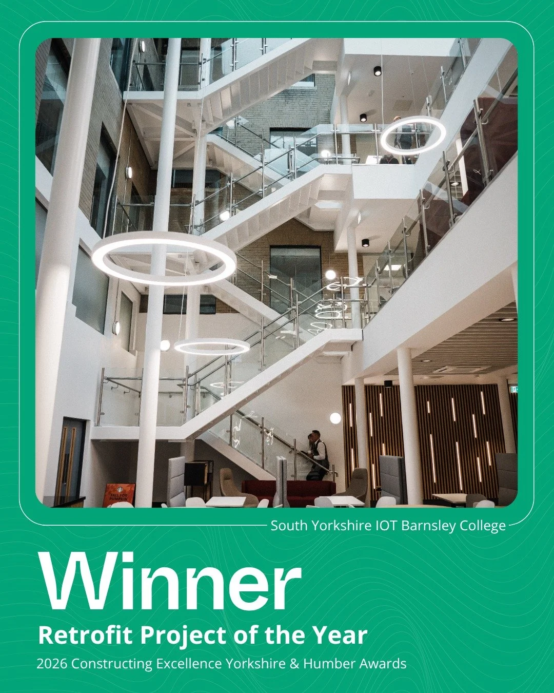 Constructing Excellence Yorkshire and Humber Awards announced this years' winners, at the awards ceremony last week! 🏆

With the South Yorkshire Institute of Technology at the Barnsley College University Centre winning Retrofit of the Year, and Midd