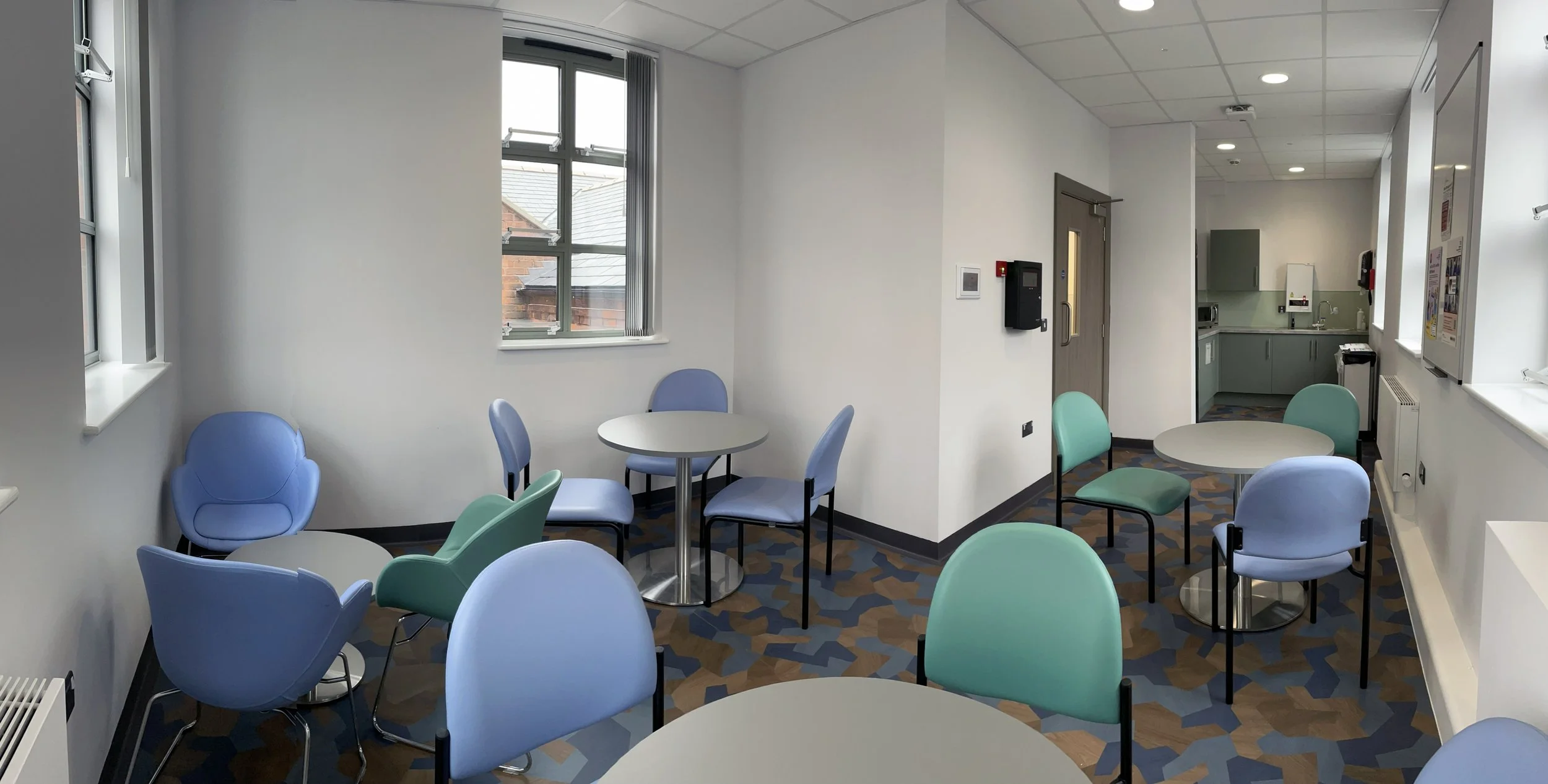 Refurbished interior of Sutton Cottage Hospital, showcasing modern healthcare environments designed to improve patient experience, staff wellbeing and operational performance.