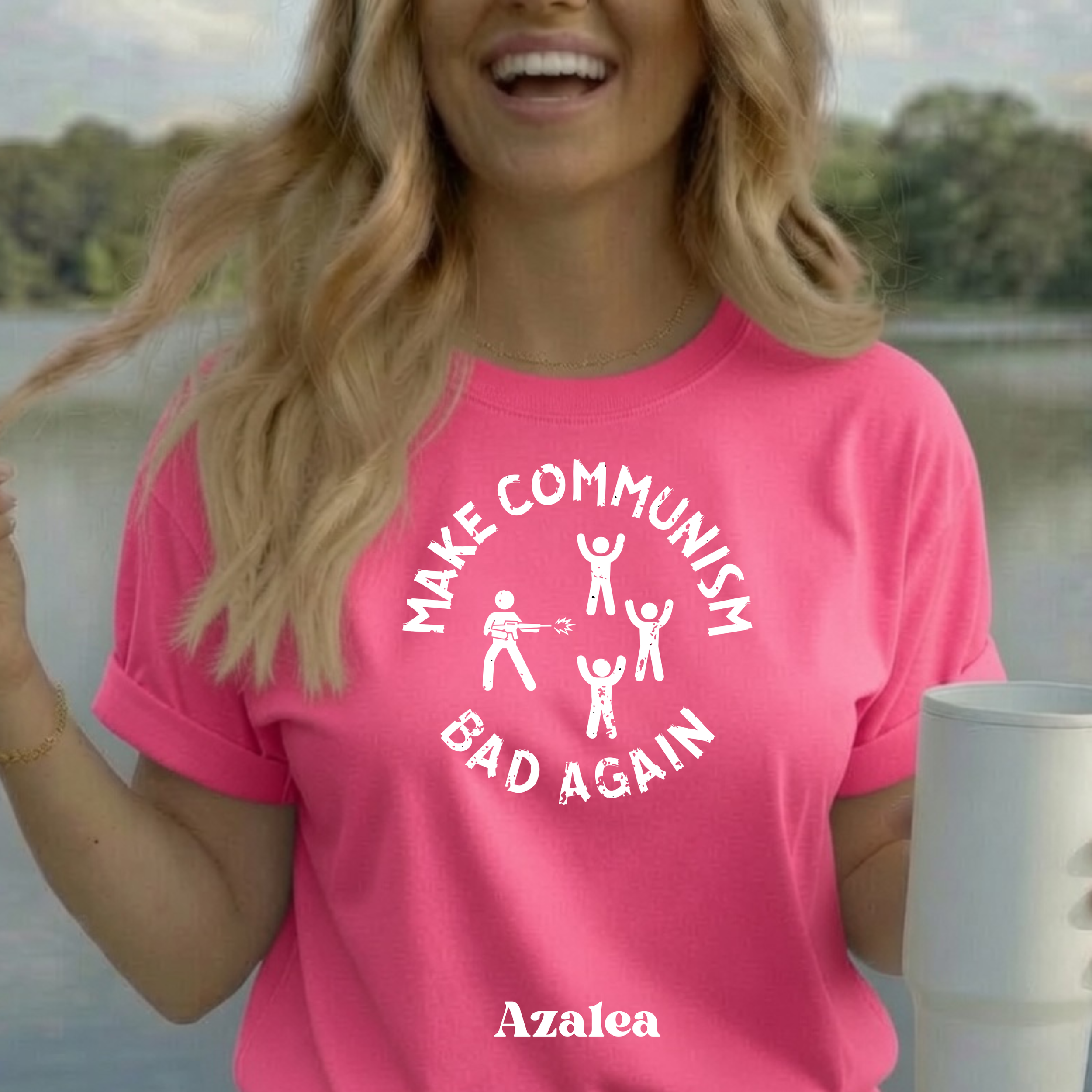 Make Communism Bad Again minimalist round up design on azalea  t-shirt