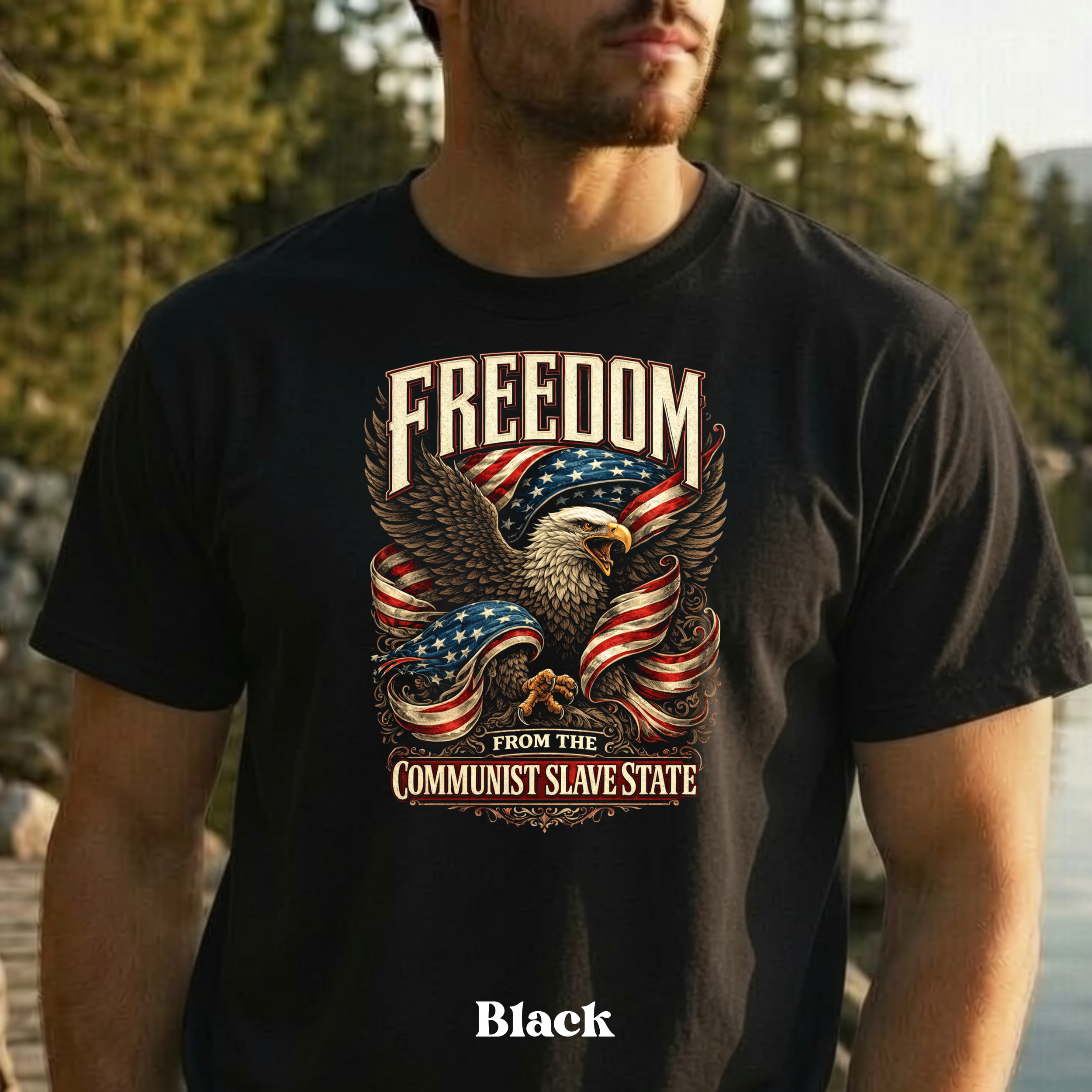 Freedom From The Communist Slave State  –Vintage Wash Out Patriotic Eagle Edition
