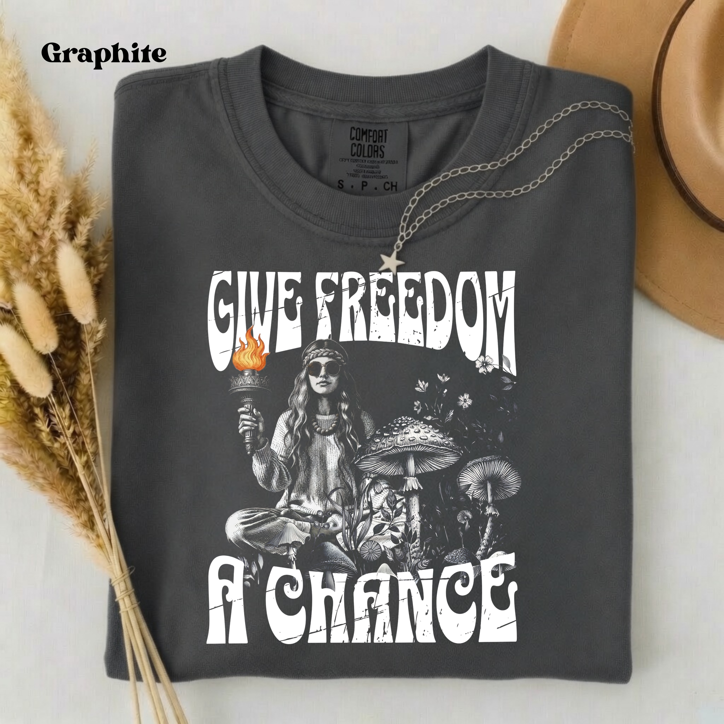 Give Freedom a Chance vintage washout design graphite Comfort Colors t-shirt