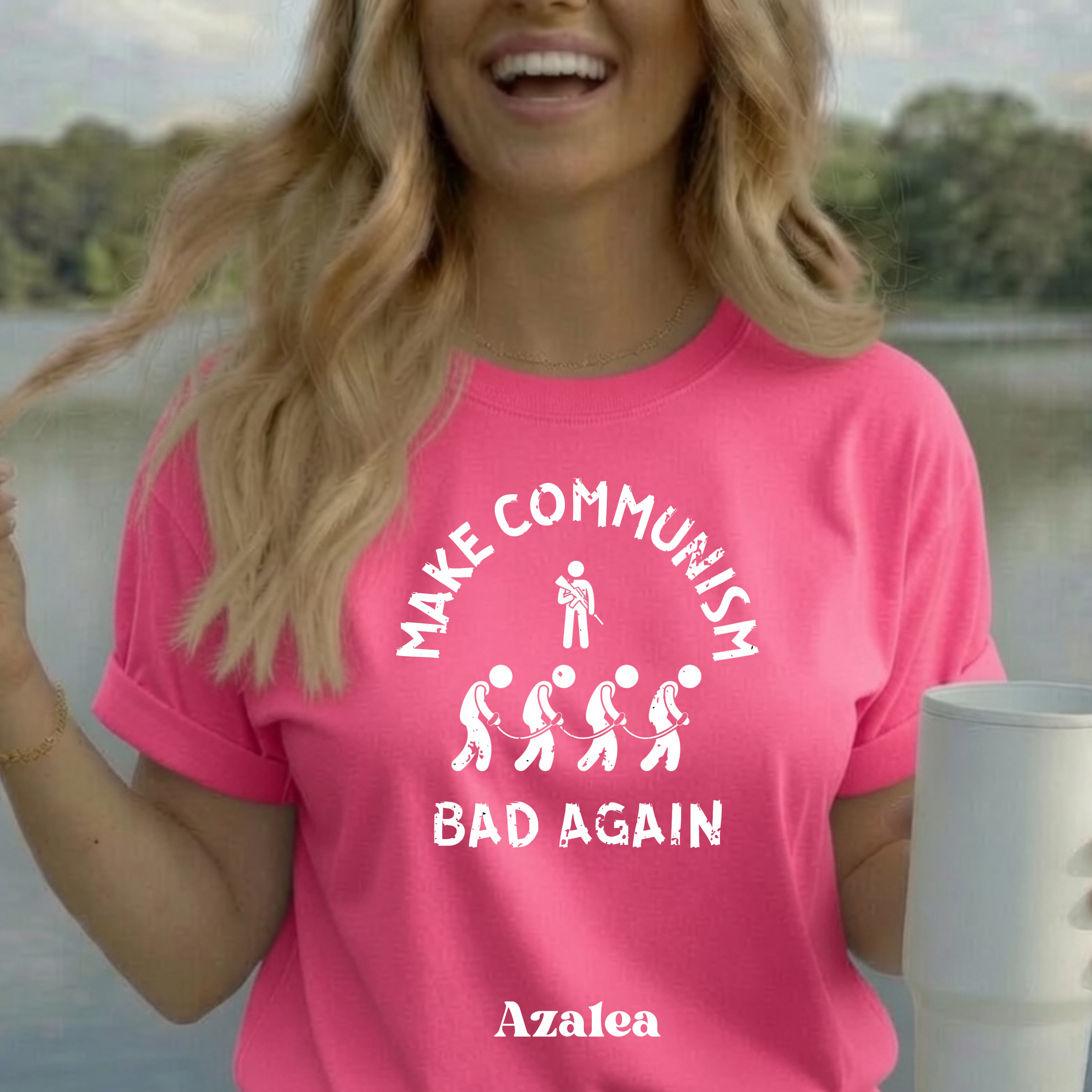 Make Communism Bad Again minimalist slavery design on azalea t-shirt