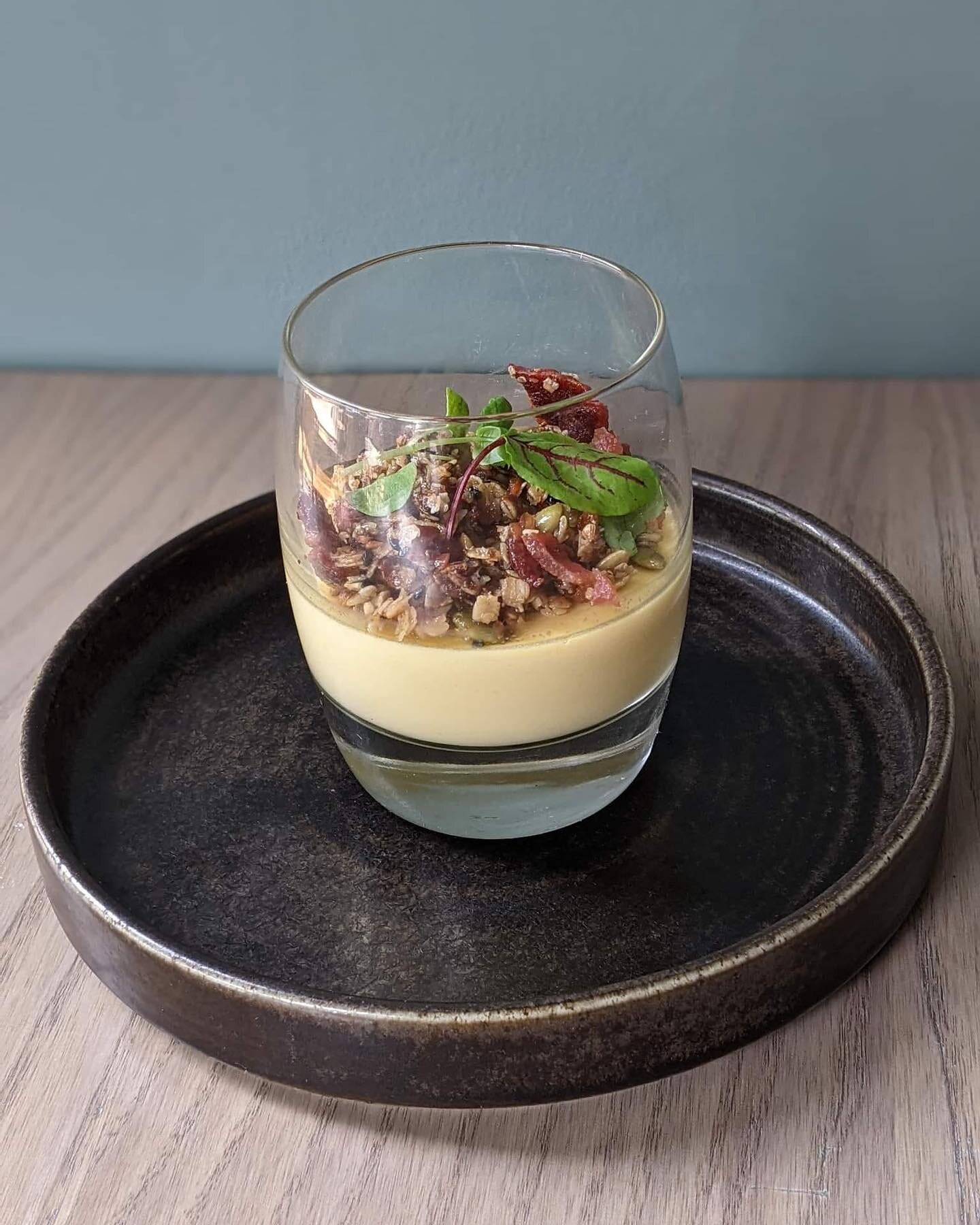 Sweetcorn panna cotta, maple bacon and jalape&ntilde;o granola. 

Our new Market Menu starts today and it&rsquo;s a belter (even if we do say so ourselves).

Available 12-6 Tuesday to Sunday and all day on Market Mondays. Remember we have a new Marke