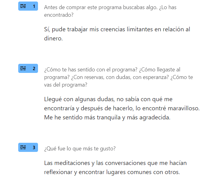 Testimonios de la encuesta final de AIED