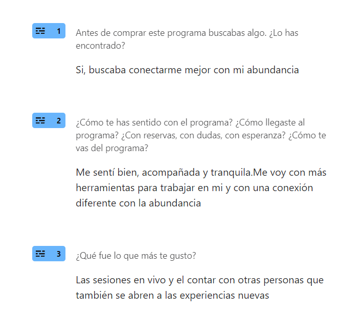 Testimonios de la encuesta final de AIED