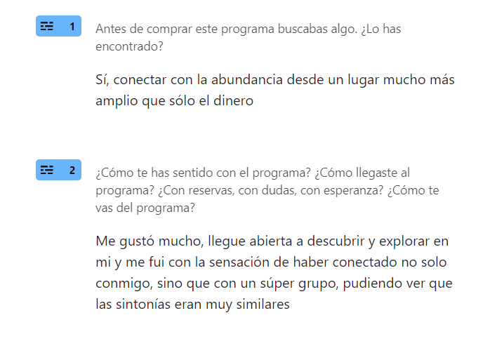 Testimonios de la encuesta final de AIED