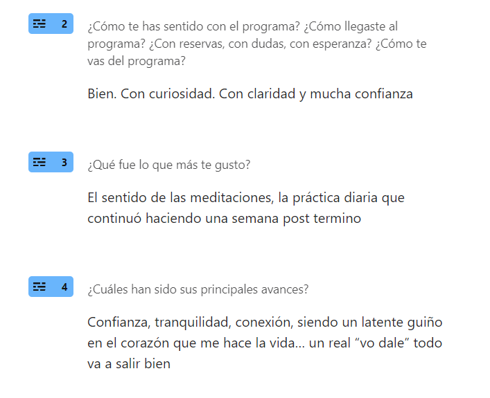 Testimonios de la encuesta final de AIED
