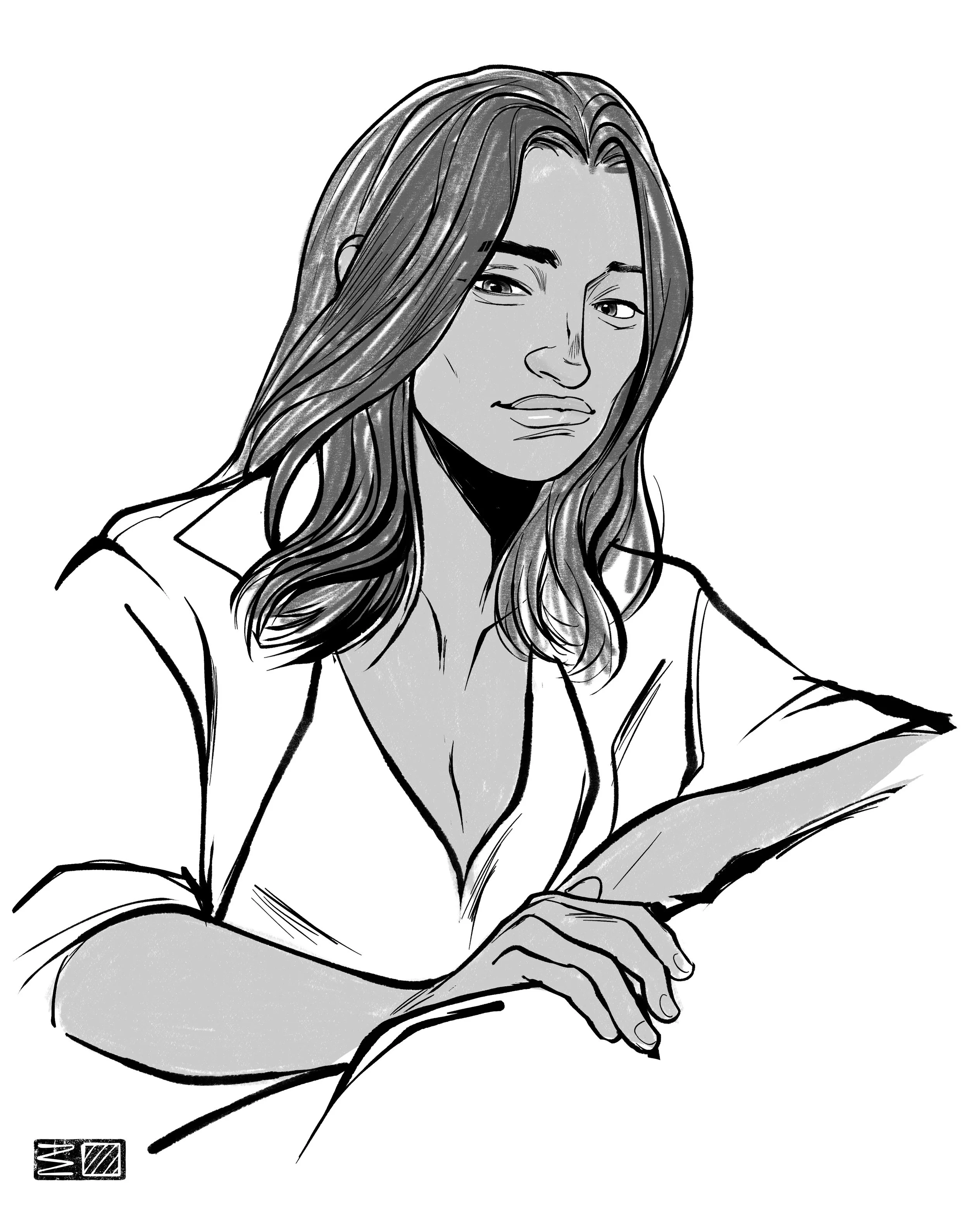 Disneylike  - Waist-up - Schwarz Weiß - Grob