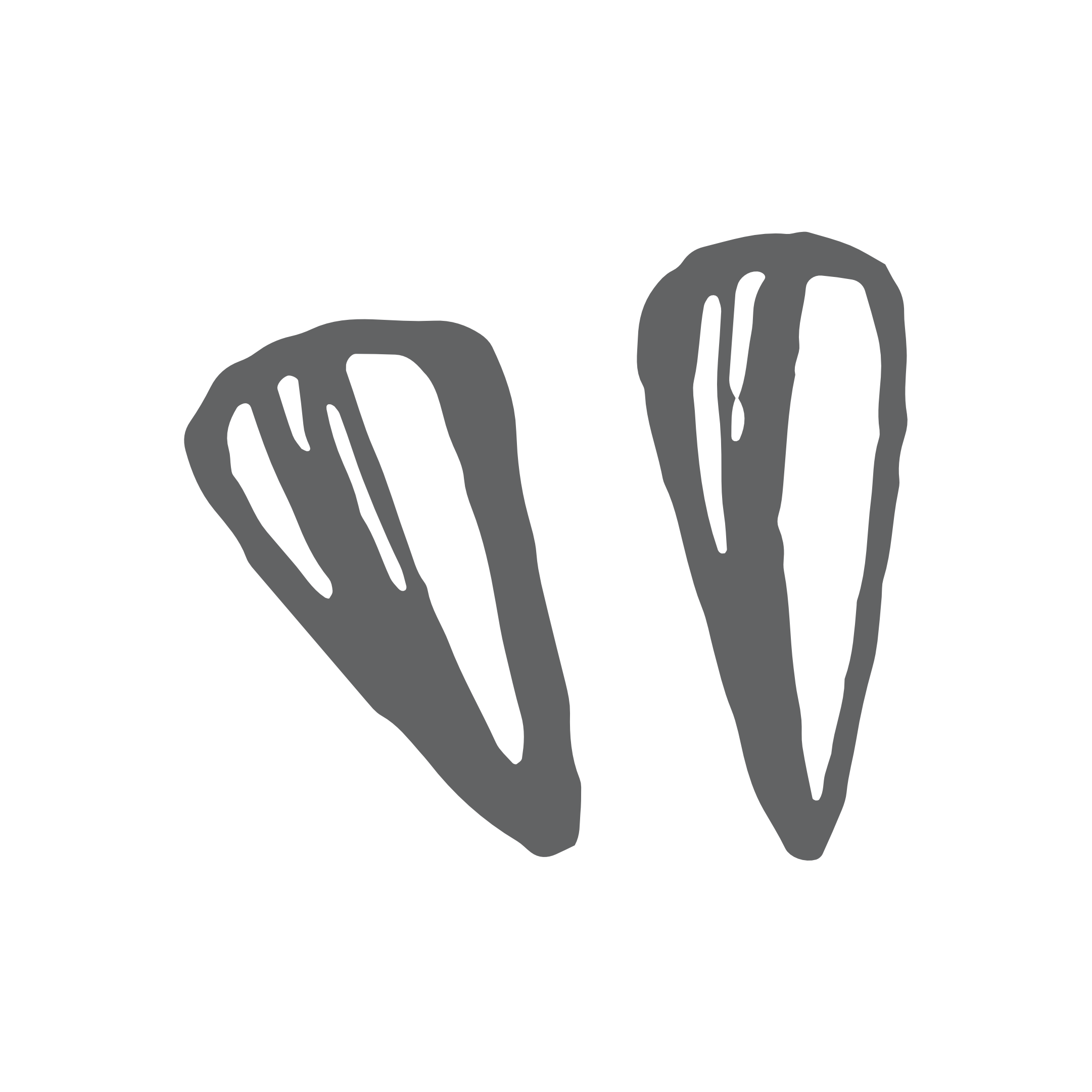 Geometric drawing of an outline square with sections divided by vertical, horizontal, and half circle lines.