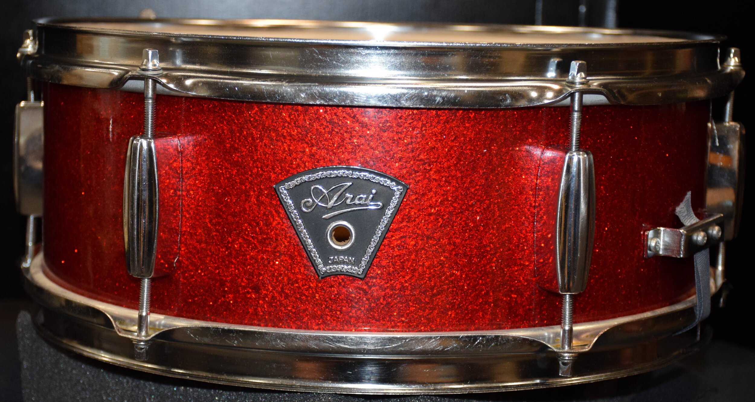 1970's Arai MiJ Stencil Snare drum 5X14 in Red Glitter