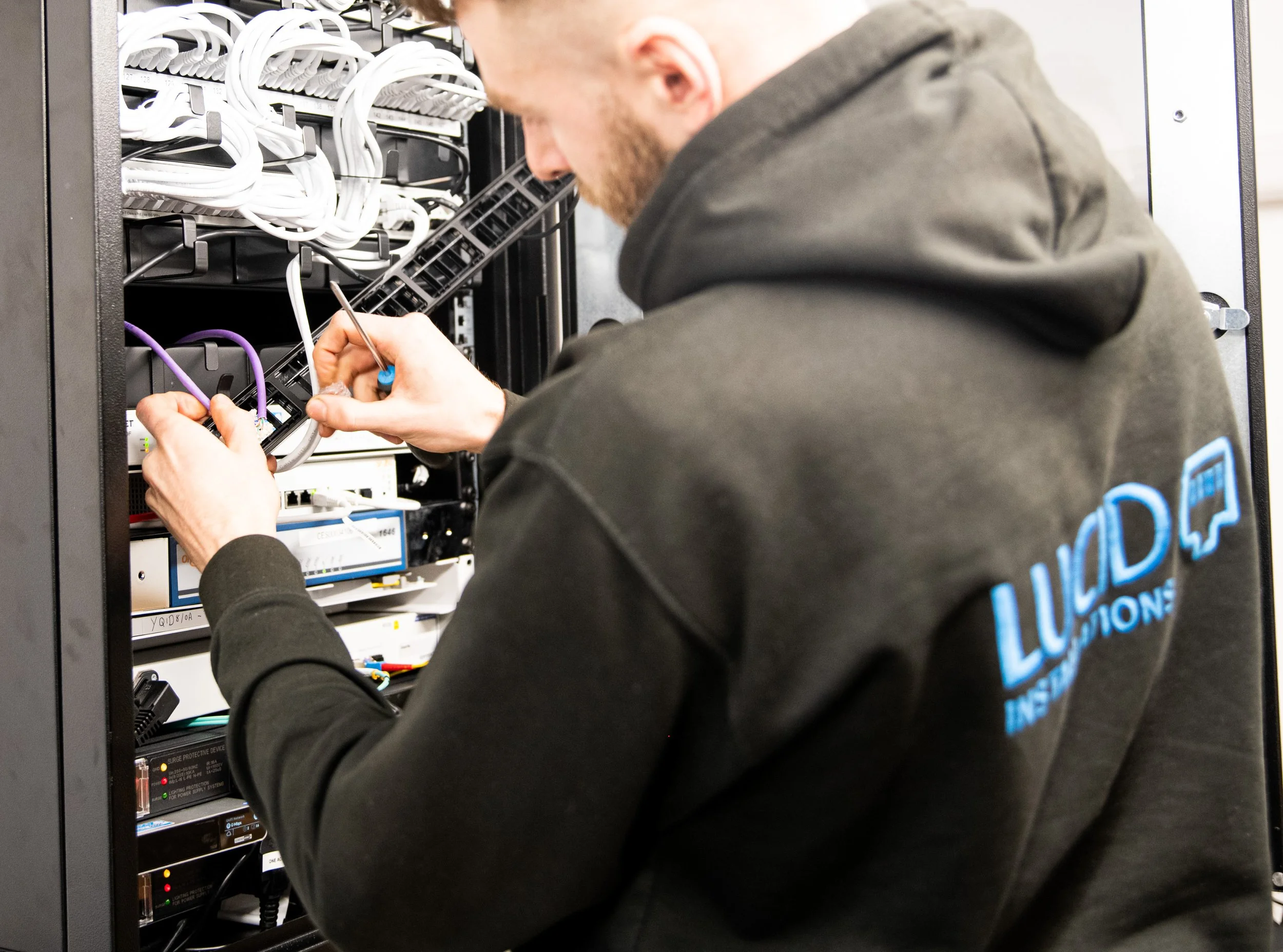 working on server rack