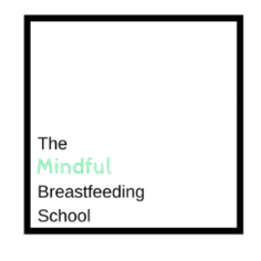 Text saying 'The Mindful Breastfeeding School' inside a black square outline.