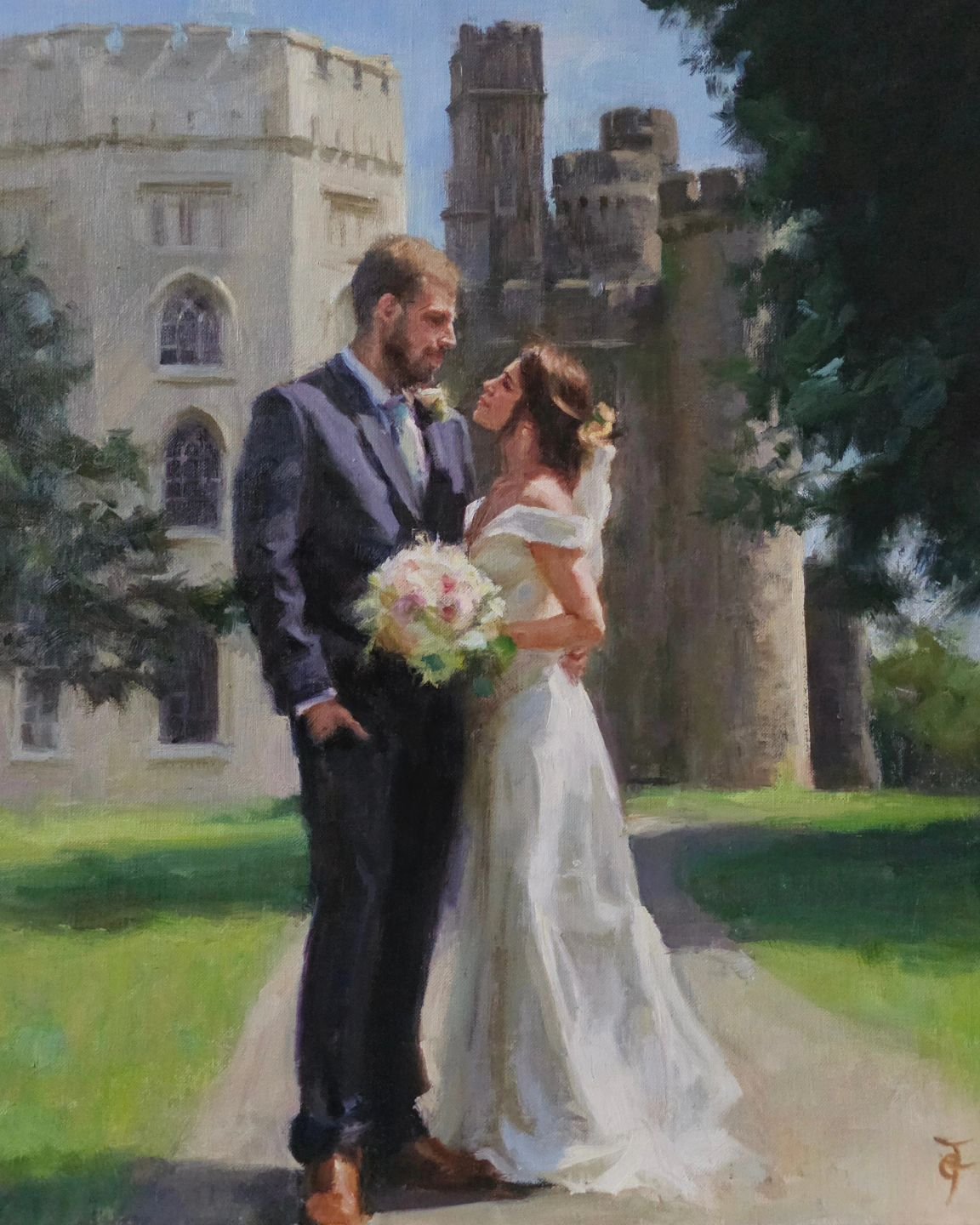 'Eboni and Scott' oil on linen board, 16x20&quot; 
.
.
.
@the_wedding_painters 
#oilpainting #weddingpainting 
#wedding #weddingday