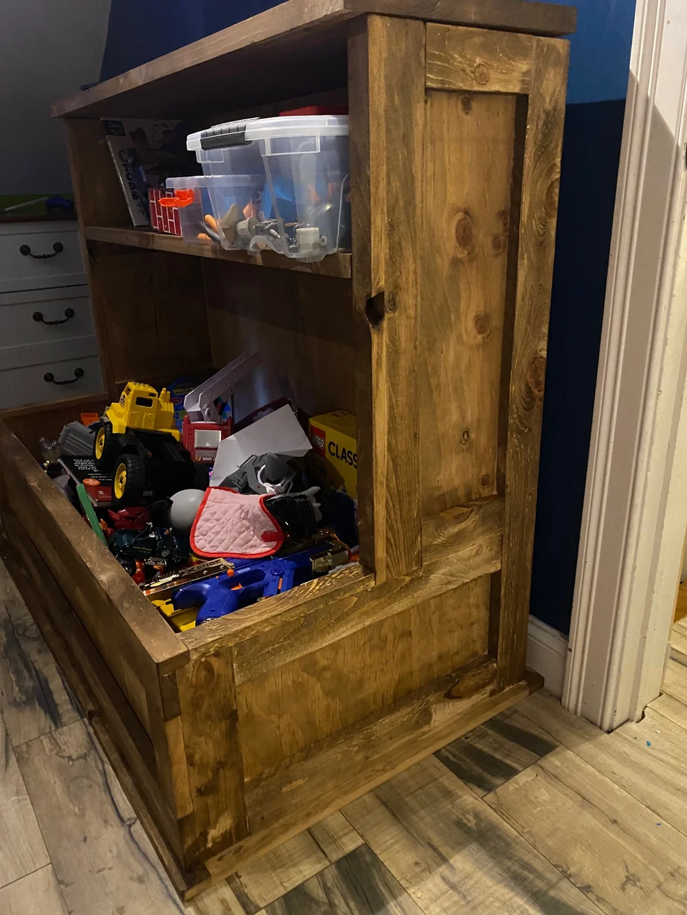 Toy bin with shelving — Woodshop413 Farmhouse Furniture