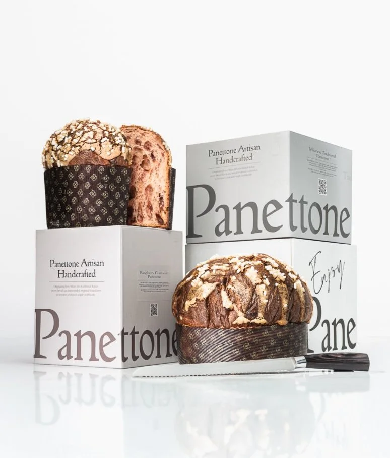 Handcrafted panettone with gift packaging for corporate holiday gifting and shareable client gifts