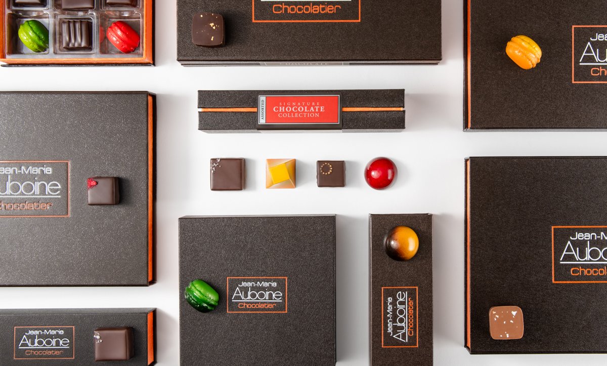 Classic corporate chocolate gift boxes with assorted handcrafted chocolates for holiday gifting