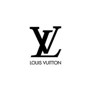 Louis Vuitton logo with black initials 'LV' above the brand name in black text.