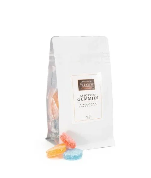 Gourmet fruit gummies in a premium resealable bag