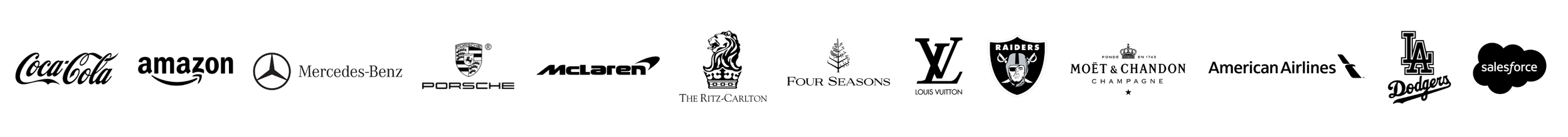 Trusted by leading brands including Coca-Cola, Amazon, Mercedes-Benz, Porsche, McLaren, Four Seasons, The Ritz-Carlton, Louis Vuitton, Las Vegas Raiders, American Airlines, and Salesforce.