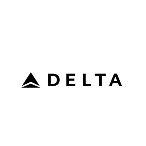Delta Airlines logo with a stylized triangle icon and the word 'DELTA' in black text on a white background.