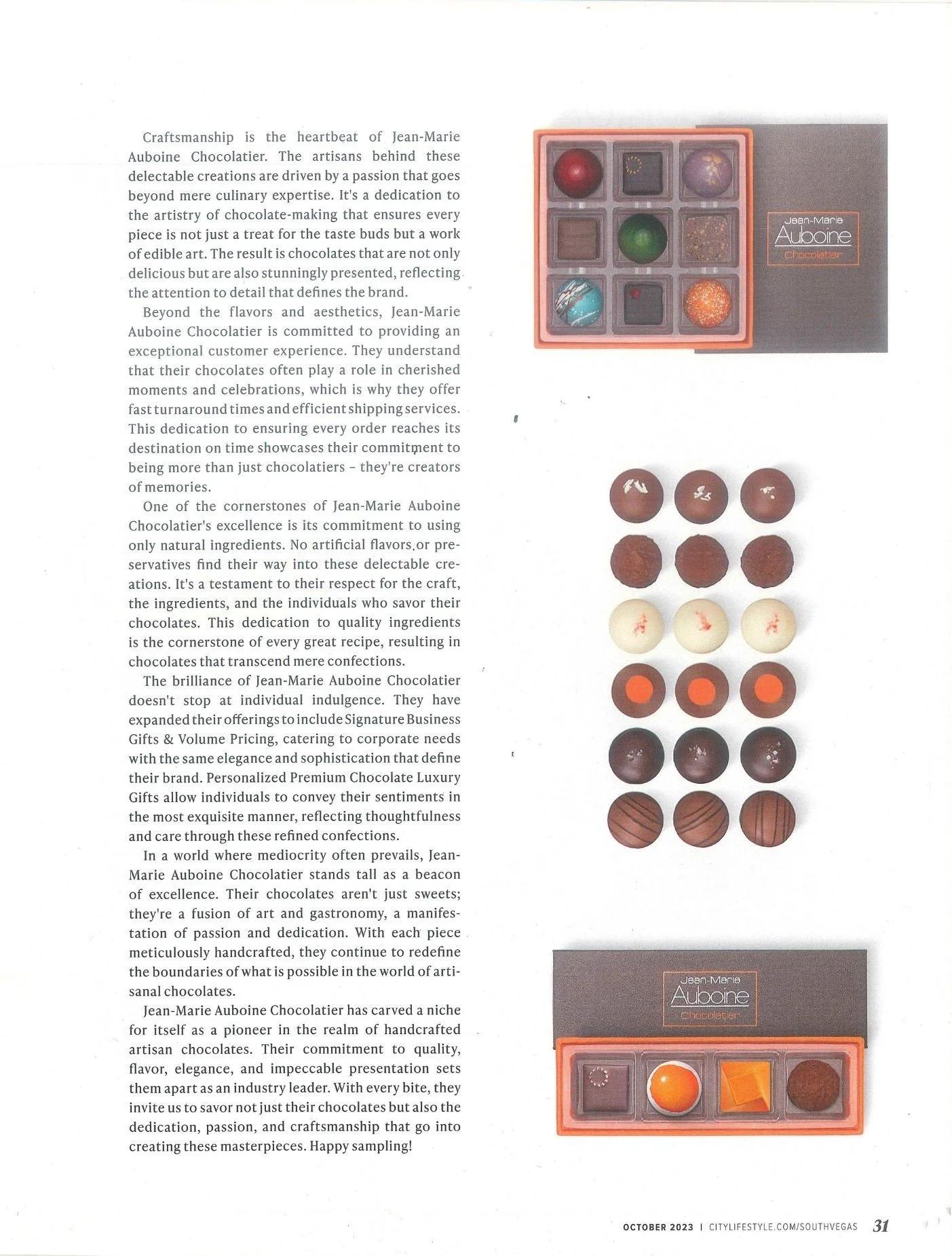 Citylifestyle Printed Article Jean-Marie Auboine Chocolatier