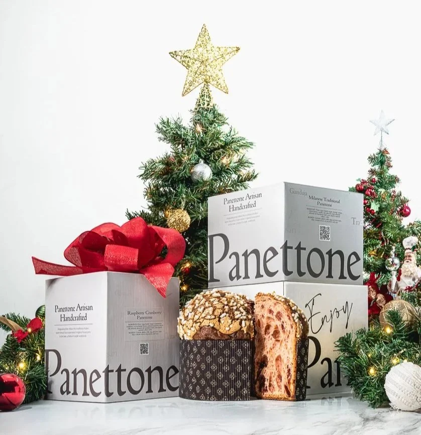 Holiday table with handcrafted panettone