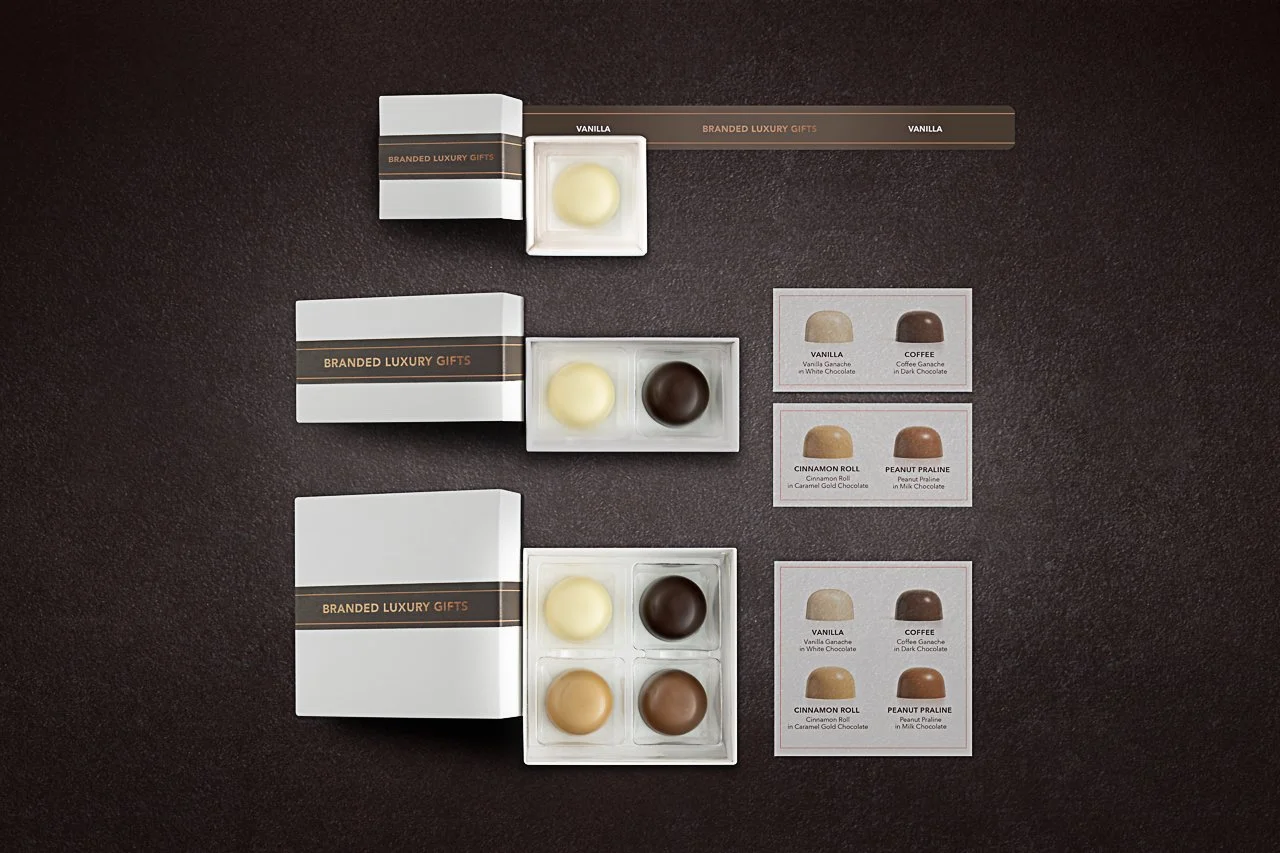 Classic Chocolate White Box Customizable Branded Belly Band Perfect Client Gift