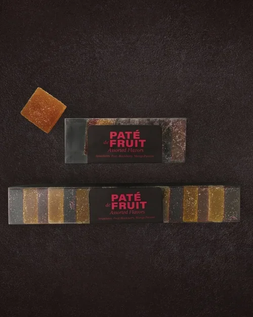 Retail-ready pâte de fruit in custom packaging for grab-and-go markets and gift shop displays.