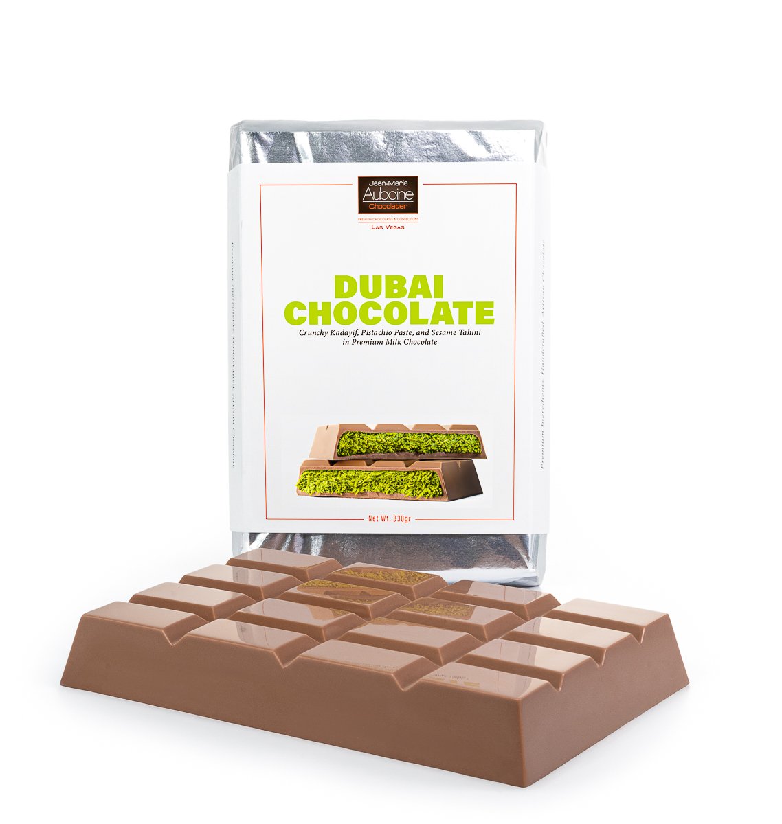 Gourmet dubai bar chocolate made with real ingredients crunchy kadayif and pistachio