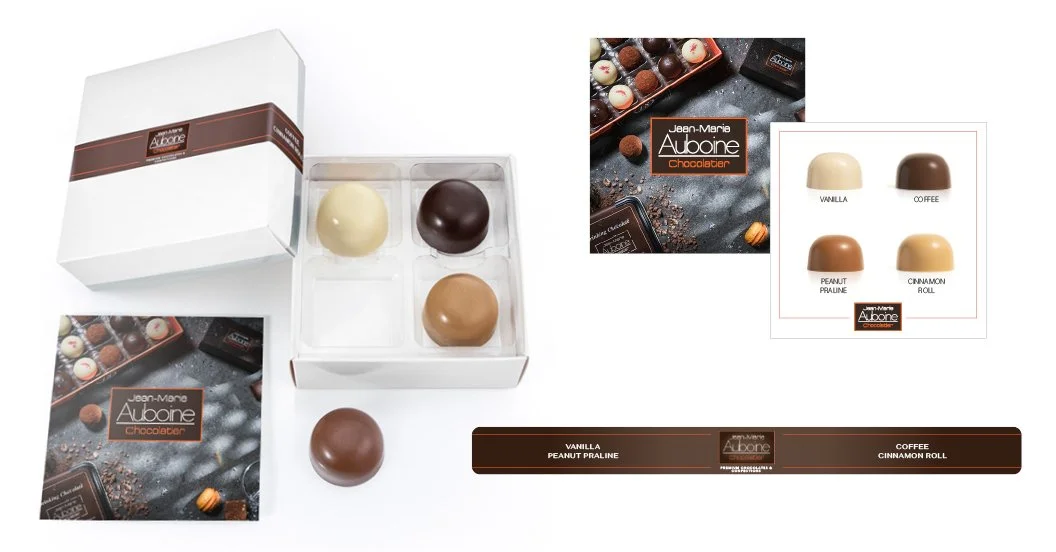 Custom corporate chocolate gift box with personalized inserts for holiday client and employee gifting