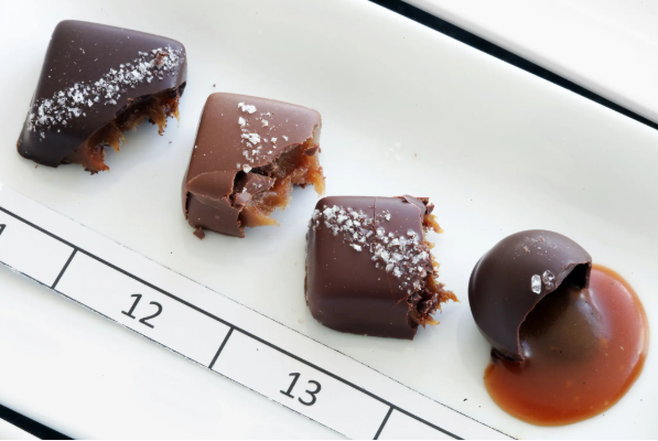 Image from The New York Times feature “The Best in the Box,” highlighting artisan chocolate-covered sea salt caramels from chocolatiers across America.