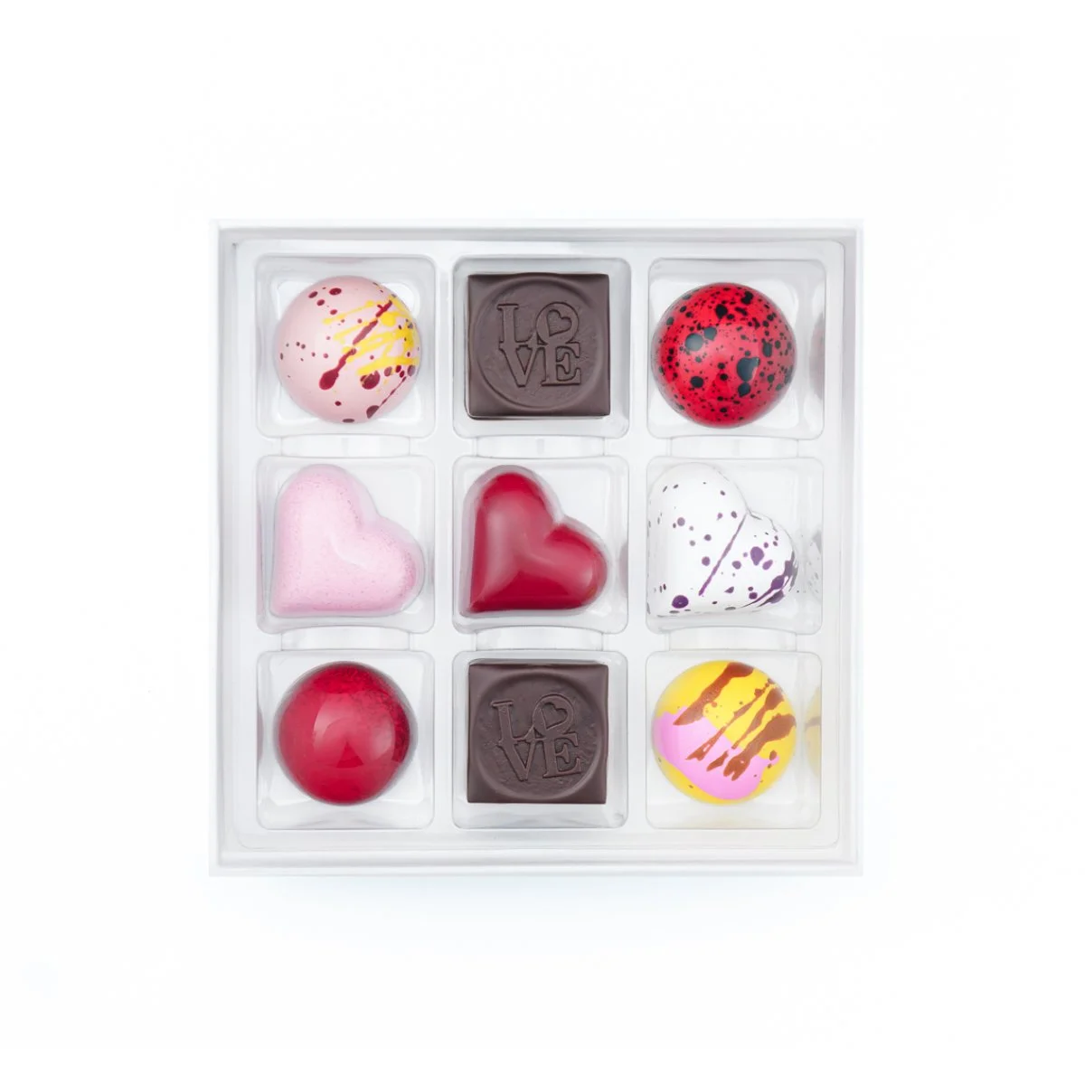 9-piece luxury chocolate gift for Mother’s Day with red sleeve, assorted gourmet chocolate box