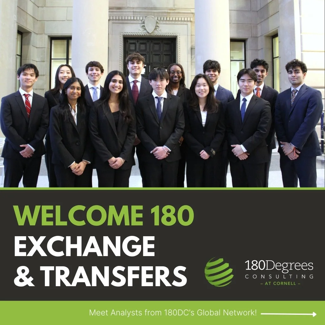 This semester, we welcomed 4 analysts from 180DC branches all across the country and world. We are so excited to have them in our Cornell family! 💚💚💚