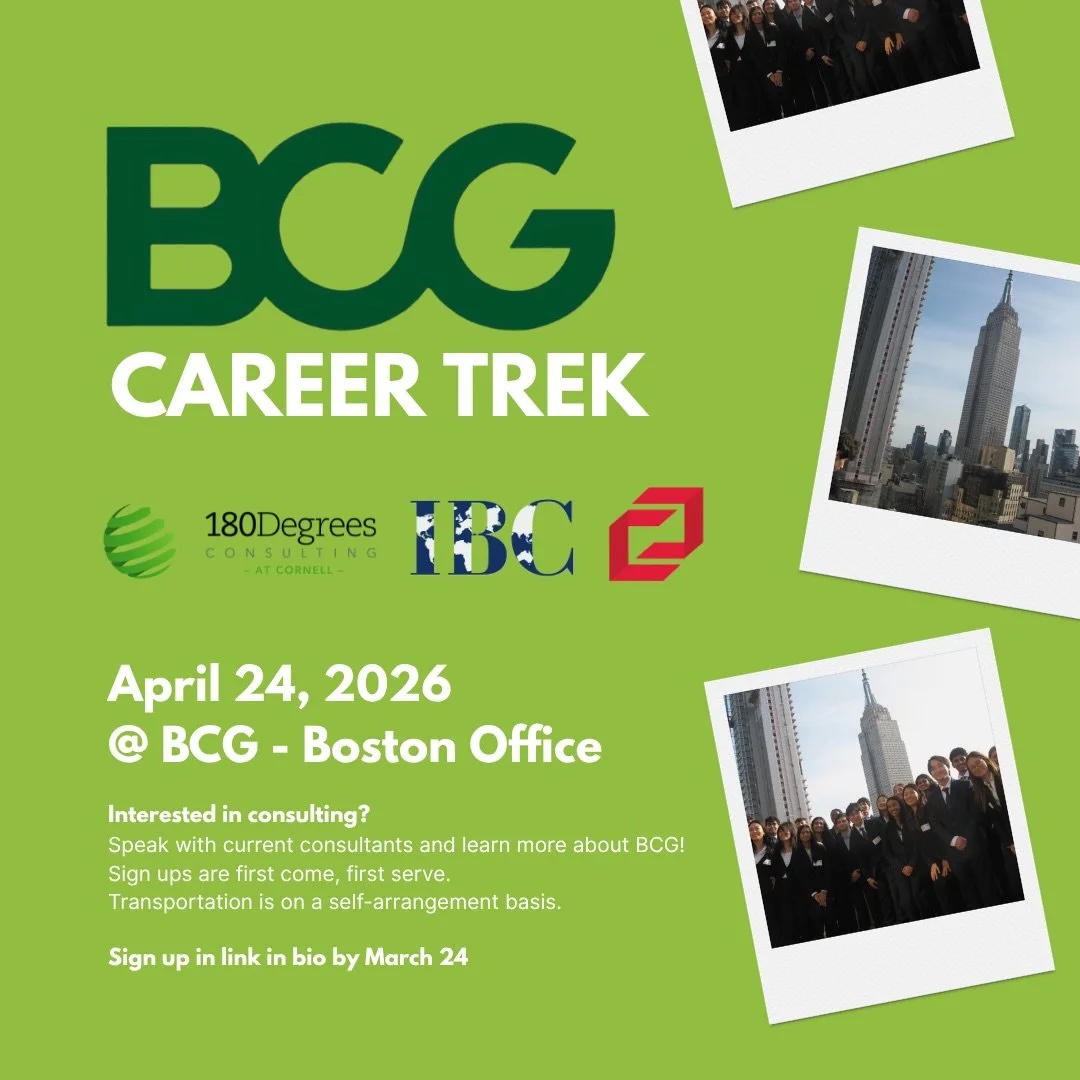 Join us on our visit to BCG in Boston on April 24th! Please note sign ups are on a first come, first serve basis until March 24th and please provide your own transportation!
