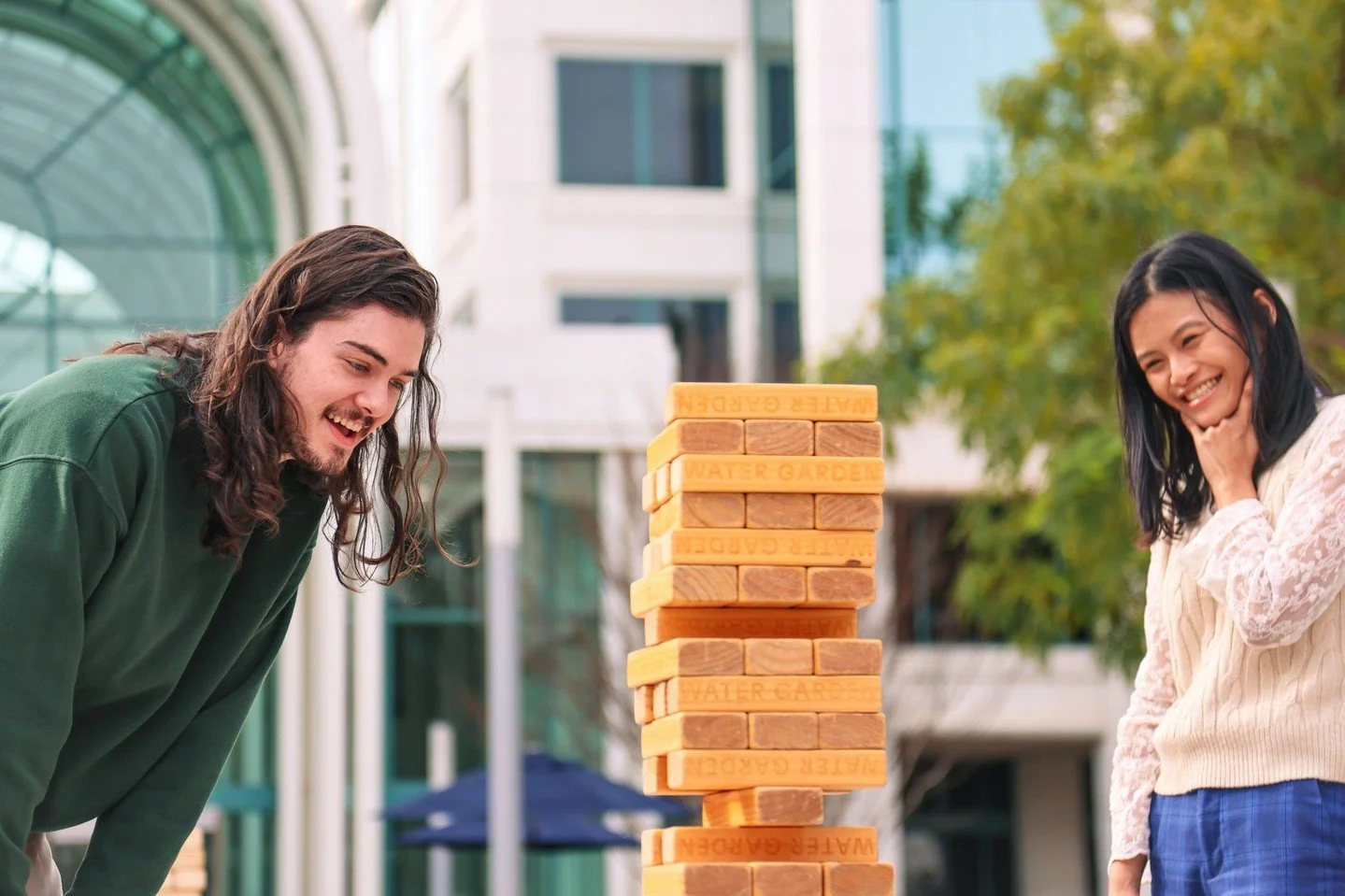 The most intense strategy meeting of the day. Taking "break time" to new heights at the Water Garden.⁠
⁠
#WaterGardenSM #WorkLifeBalance #OfficeOasis #SantaMonicaTech #RecessAtWork #SoCalLiving