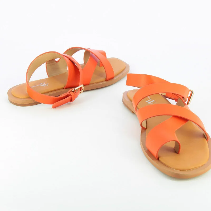 sandales plates orange