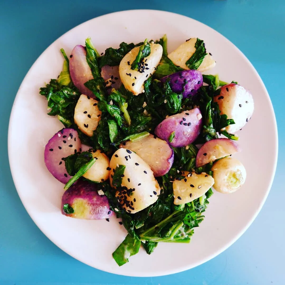 Roasted Radishes with Miso Dressing