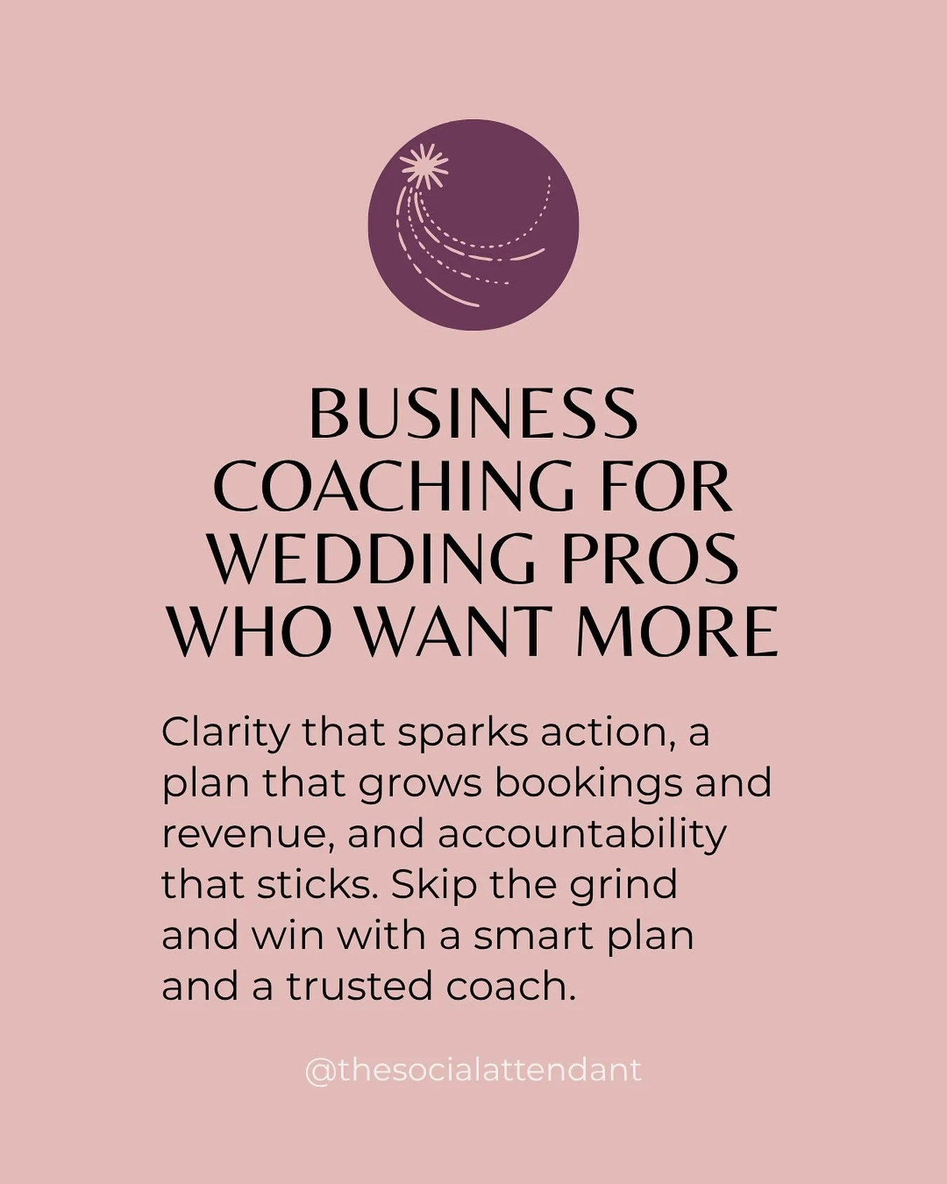 🚨 Wedding pros: What if growing your business didn&rsquo;t mean hustling harder?

✨ Clarity that sparks action.
✨ A plan that grows bookings + revenue.
✨ Accountability that sticks.

That&rsquo;s what happens when you stop winging it and start worki