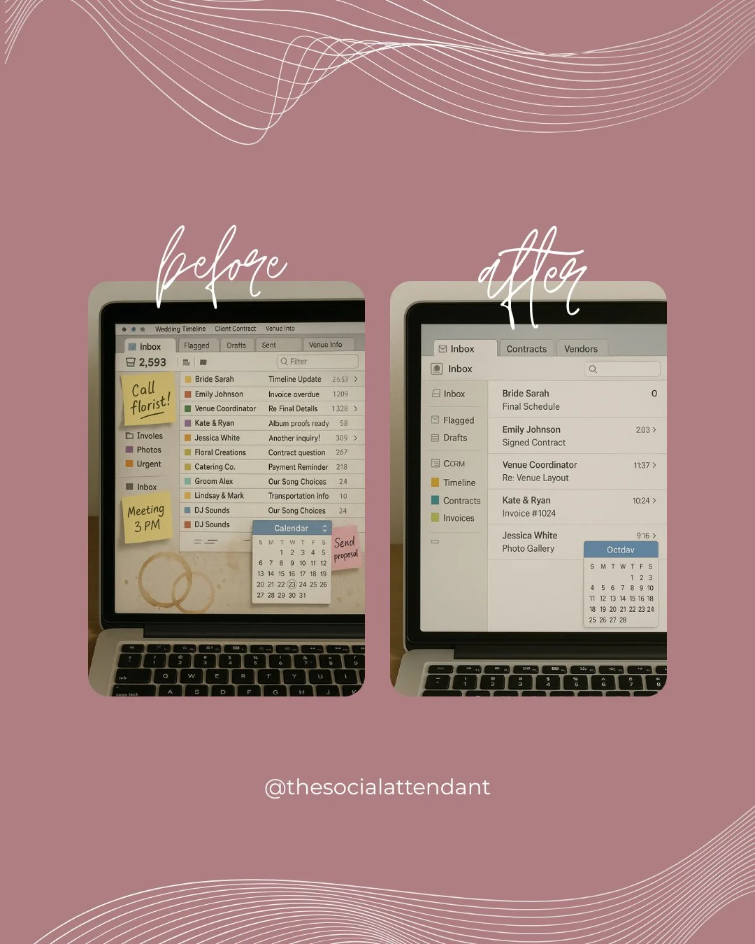 🚨 Wedding creatives &mdash; be honest for a sec&hellip; does this look like your inbox? 👀

Unread emails piling up.
Client messages buried under vendor threads.
Contracts, timelines, and payment reminders scattered like confetti. 🎊

Here&rsquo;s t