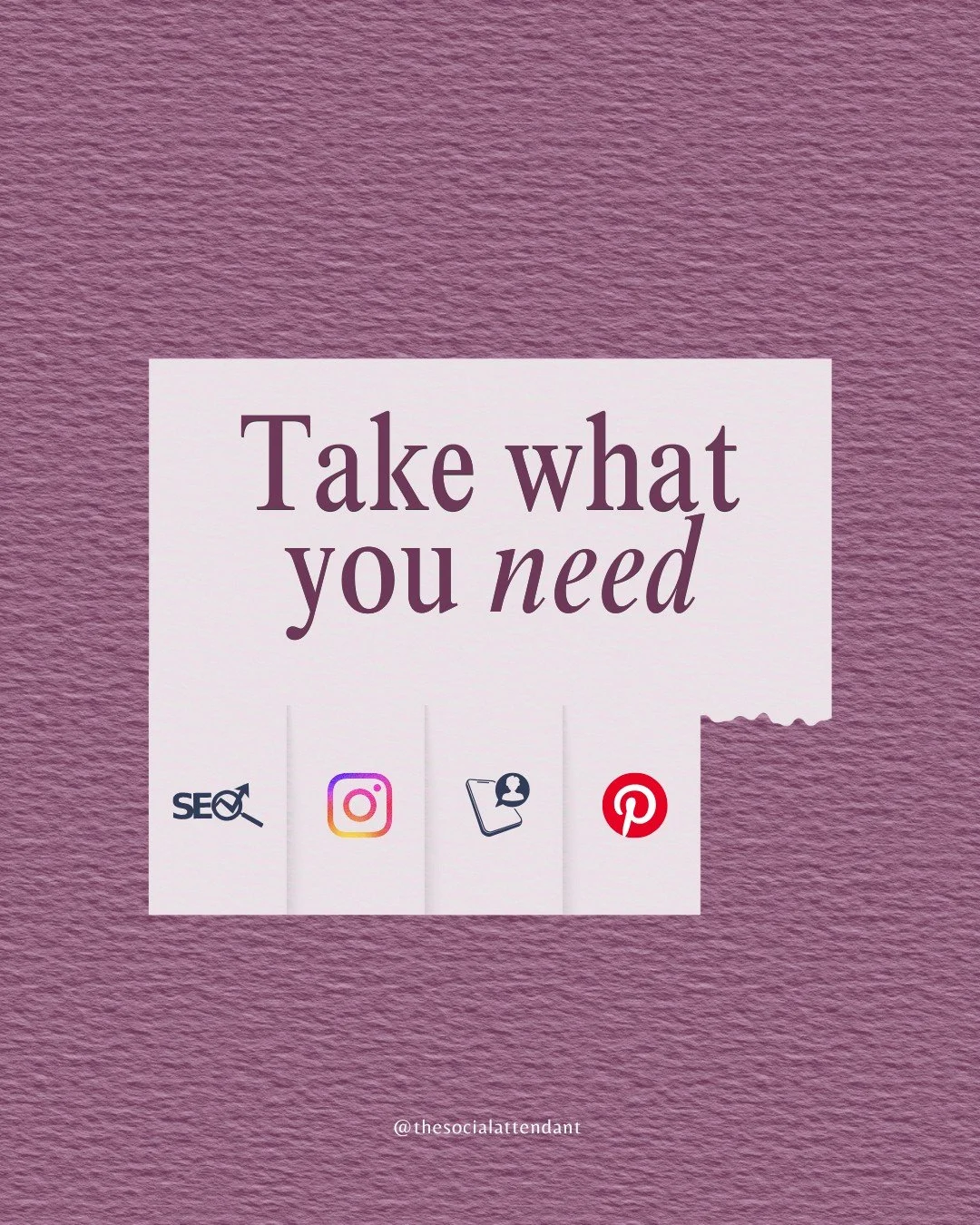 Take what you need, Wedding Pro. 💕

✨ A little help with Instagram?
✨ Someone to finally handle your Pinterest?
✨ A virtual assistant who keeps your inbox from exploding?
✨ Or maybe the SEO magic your website&rsquo;s been craving?

Whatever&rsquo;s 